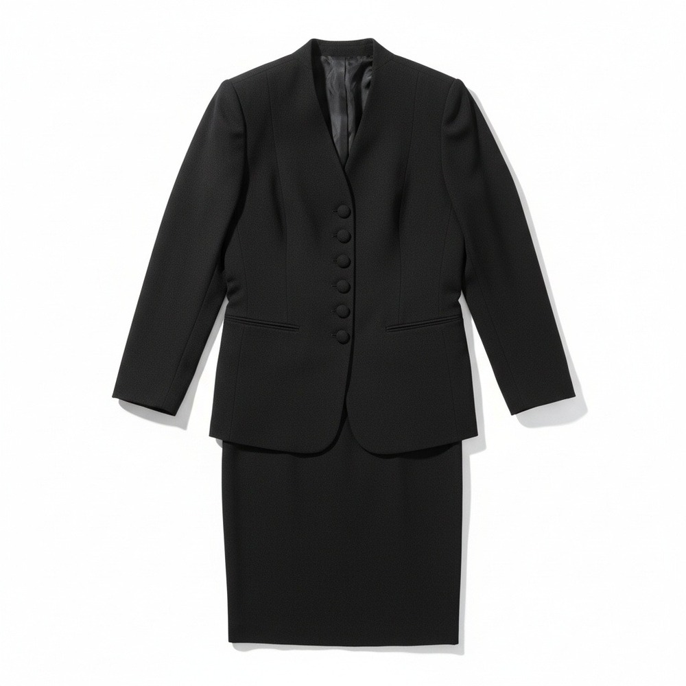 JG Hook Suits Black‎ 2 Piece Skirt Suit Set, Blazer & Midi Skirt, Women's Size 6